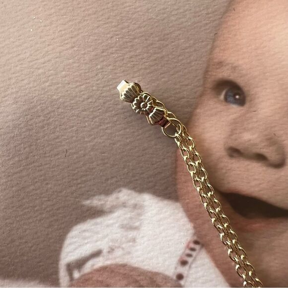 Vintage Child’s March Birthstone Aquamarine Blue & Clear Rinestone Necklace - Picture 6 of 7